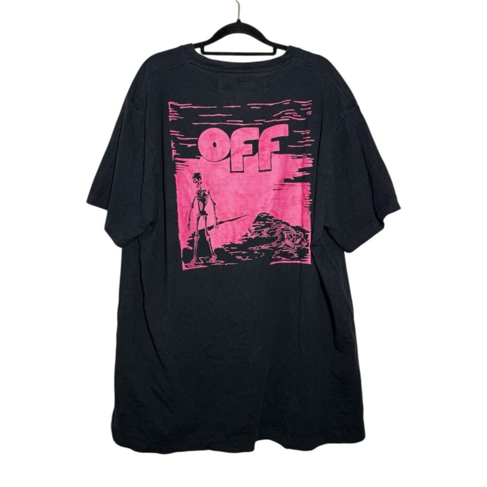 Off White Virgil Abloh 2013 Black Pink Floating Skulls Oversized T-Shirt Medium